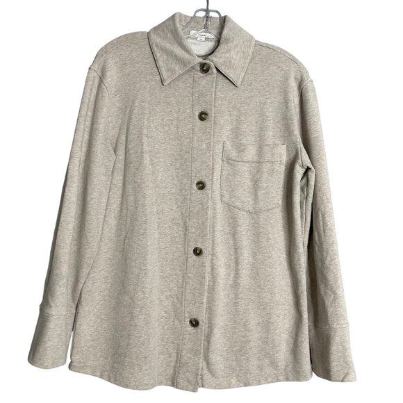 Vince Oversized Cotton Blend Knit Shirt‎ Jacket Women's S Beige Button Front - Picture 1 of 9
